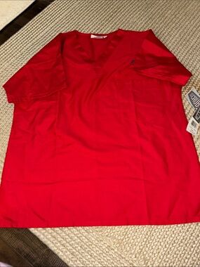NWT Scrub  Zone Red V-Neck Scrub Top - Classic Work Shirt